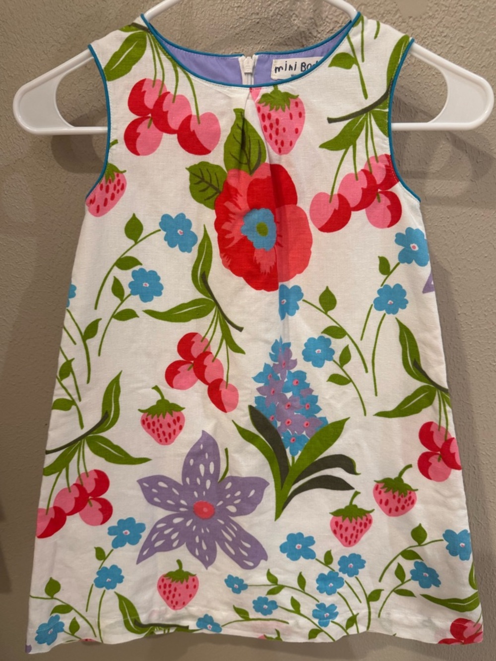 Mini Boden Floral Girl’s Shift Dress Lined Linen Cotton Size 5-6